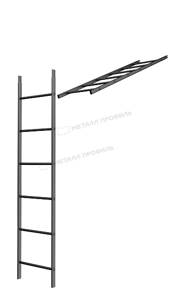 Лестница кровельная стеновая дл. 1860 мм без кронштейнов (9005) ― заказать в интернет-магазине Компании Металл Профиль по приемлемым ценам.